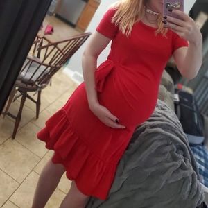 Red ruffle maternity dress